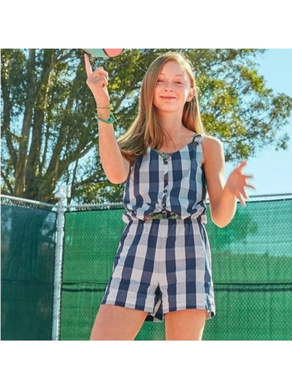 Matilda Jane Navy and White Gingham Girls Romper